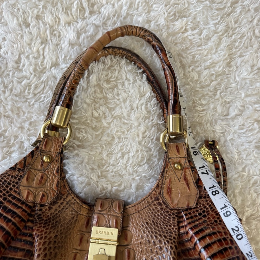 BRAHMIN Melbourne Elisa Toasted Croc Satchel Bag Purse & Wallet - Picture 12 of 16